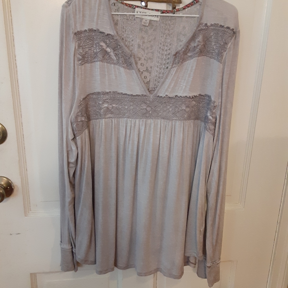 Knox Rose long-sleeved beige tunic top.